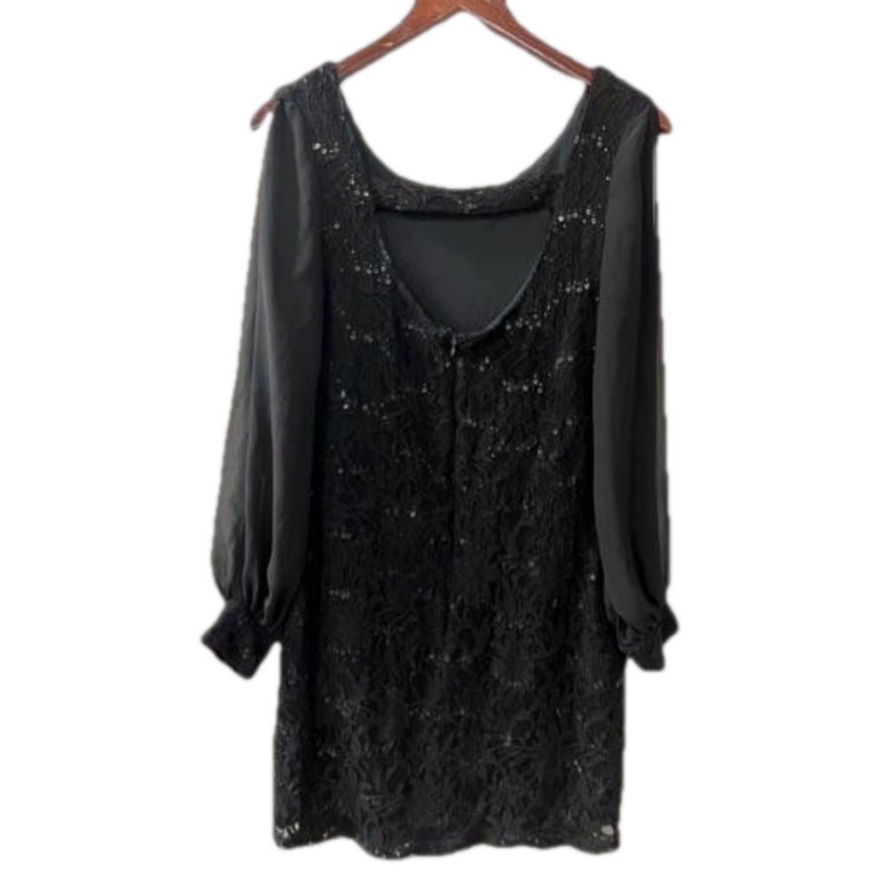 Scarlett Women’s Black Mini Lace & Sequins Cocktail Dress Size 8 NWOT - Picture 2 of 10